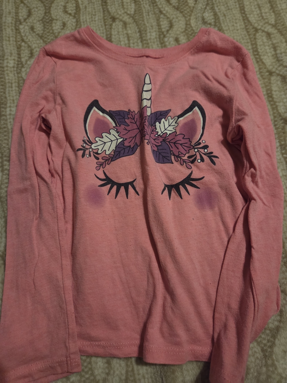 The Children's Place Pink Unicorn Long Sleeve Tee with Floral Horn